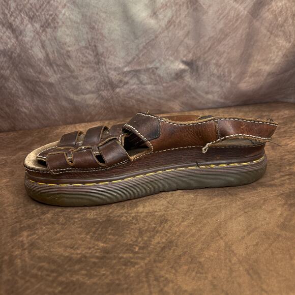 Vintage 90s Dr. Martens Fisherman Sandals Brown Leather Buckle Chunky Men's 12 - Picture 5 of 16